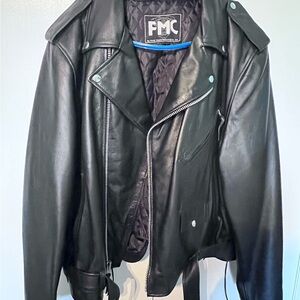 FMC Men's Black Leather Biker Jacket